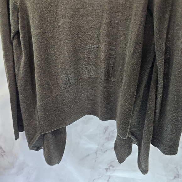 Eddie Bauer Cardigan Womens Large Brown Merino Wool Lightweight Sweater Topper - Picture 7 of 10